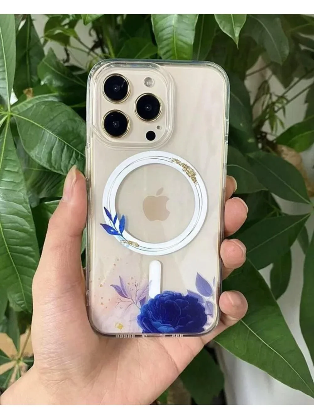 Floral Print Clear Magnetic iPhone 12/12 Pro Case - Slim Anti-Scratch, MagSafe